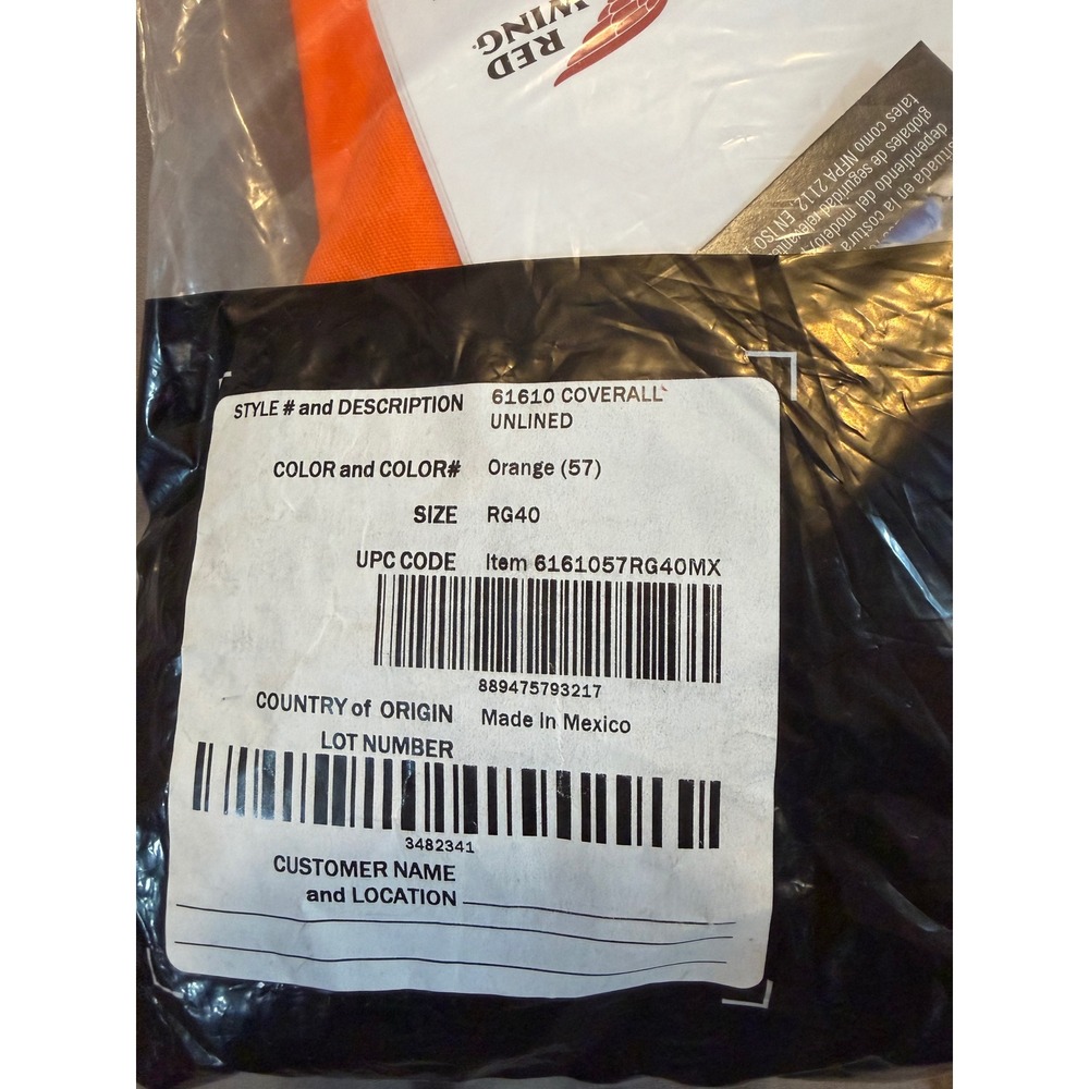 Red Wing 61610 Mens Orange Flame Resistant Reflective Coverall Size 40 Regular - Picture 2 of 10